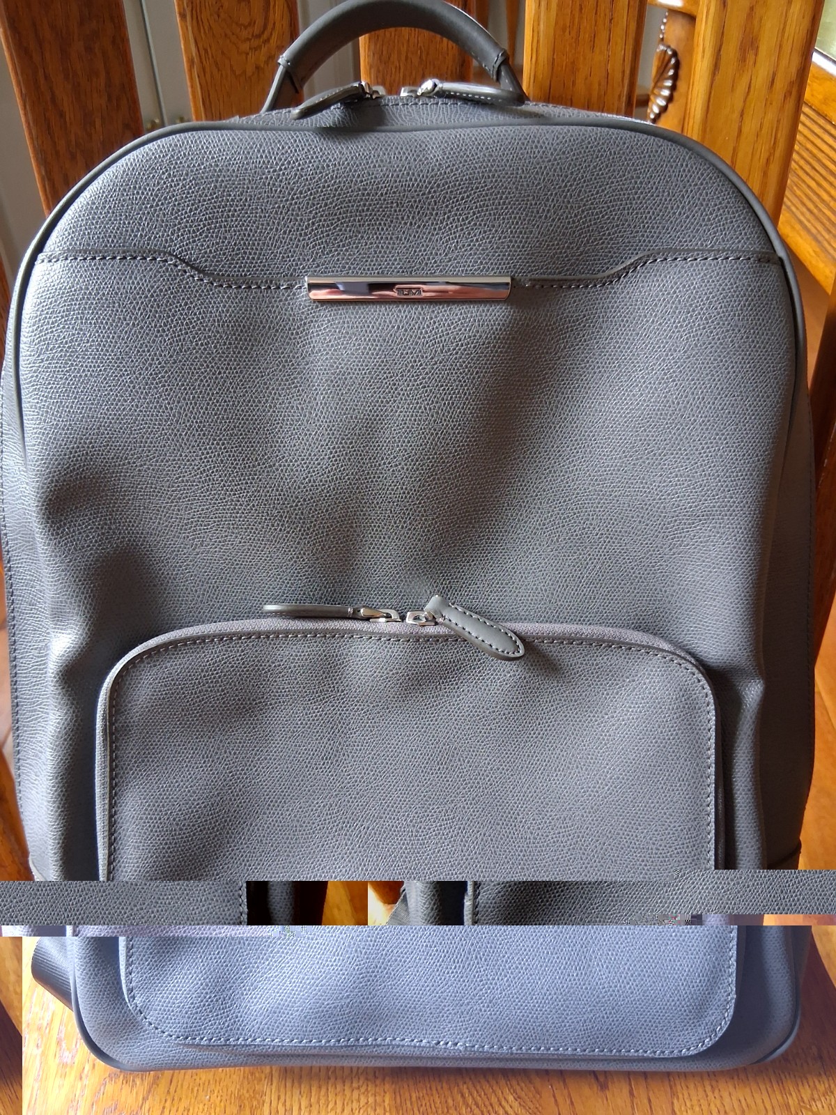 TUMI Grey Saffiano Business Commuter Pebbled Leather Backpack Laptop Sleeve EUC