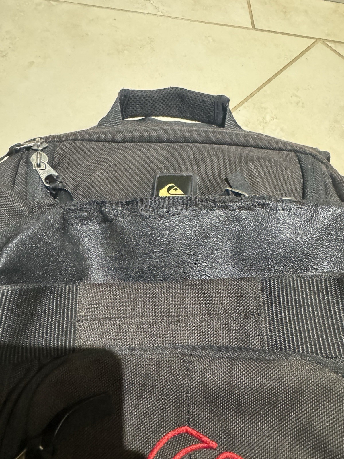 2000s Repaired Distressed Quicksilver Black/Red Tactical Backpack Surf Skate