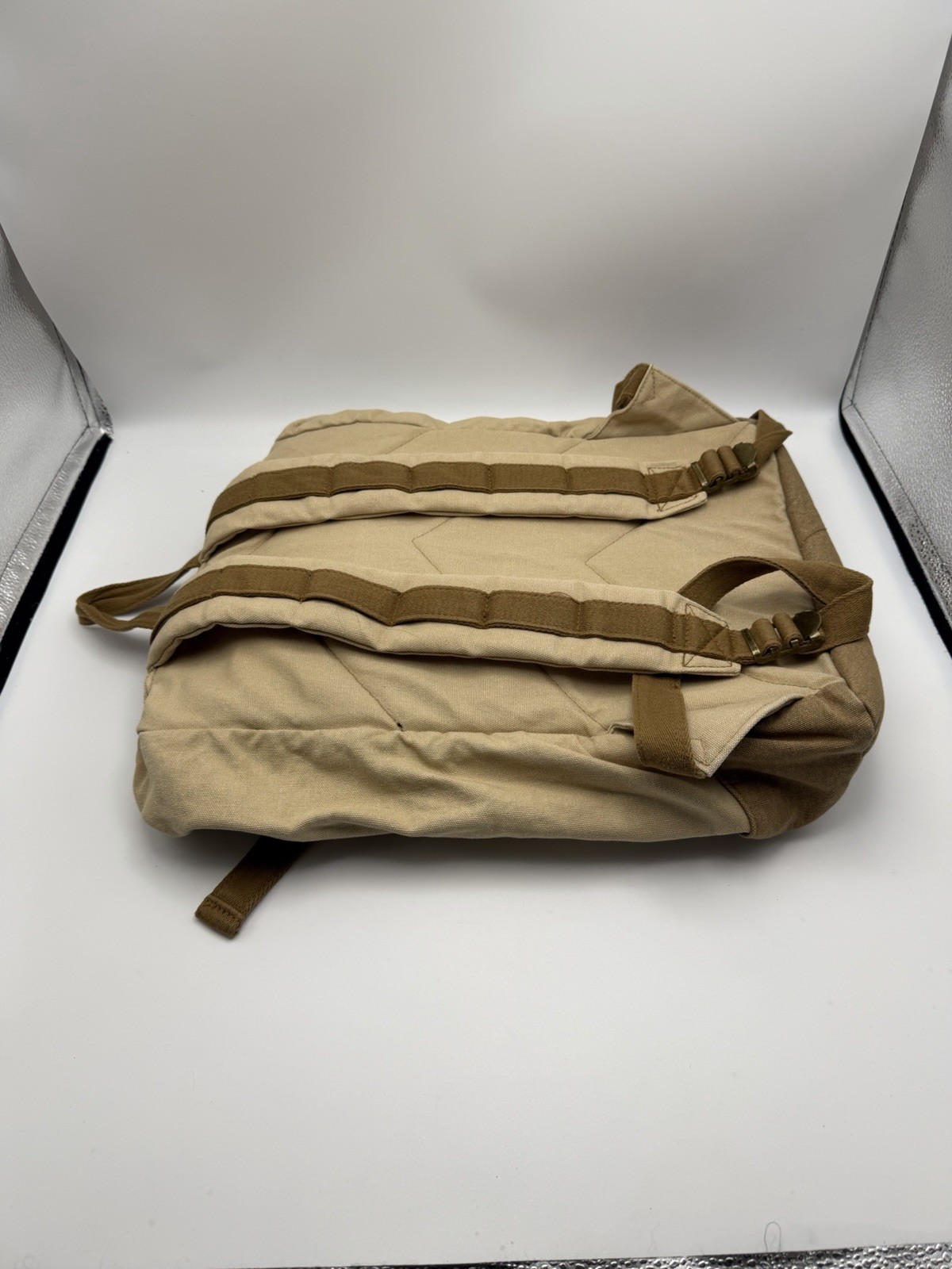 Canvas Rucksack Backpack Tan Minimalist Vintage Style Pack 18×14 YKK Zipper