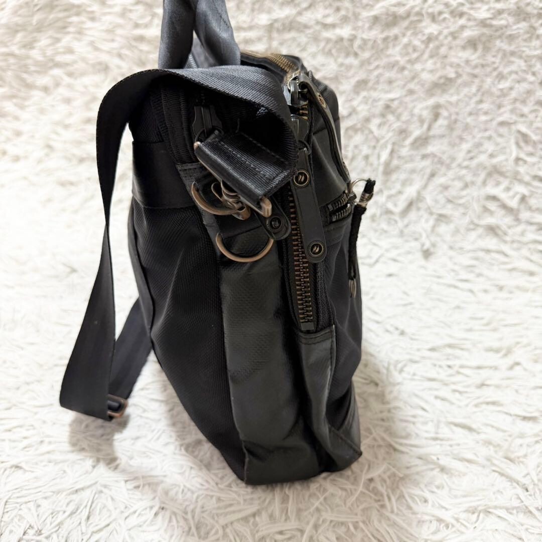 Porter Vintage Heat Black Business Bag 2Way Shoulder Zip Authentic Made in JAPAN
