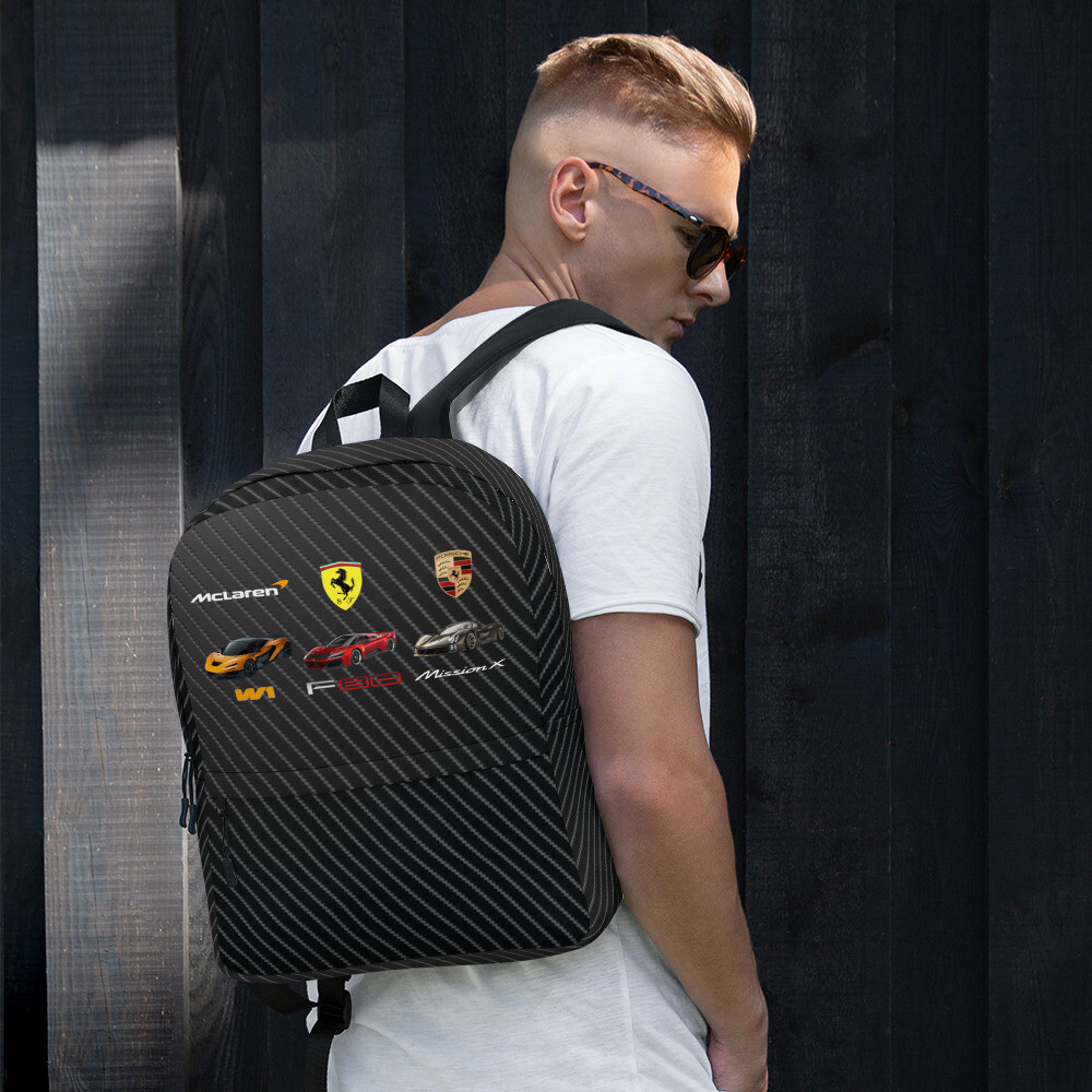 Holy Trinity Carbon Fiber texture McLaren, Ferrari Porsche Backpack