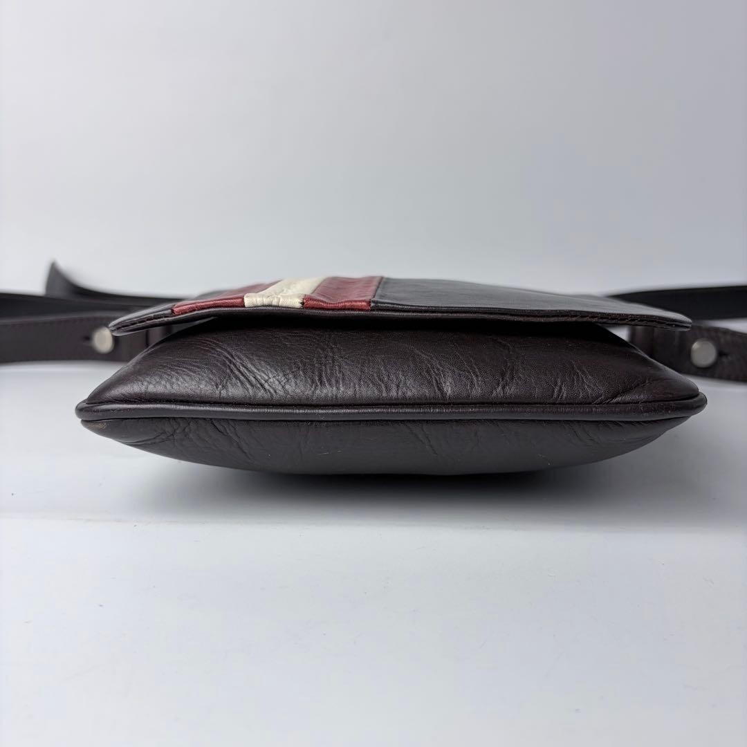 BALLY Trainspotting Brown Leather Crossbody Shoulder Bag Adjustable Strap Men