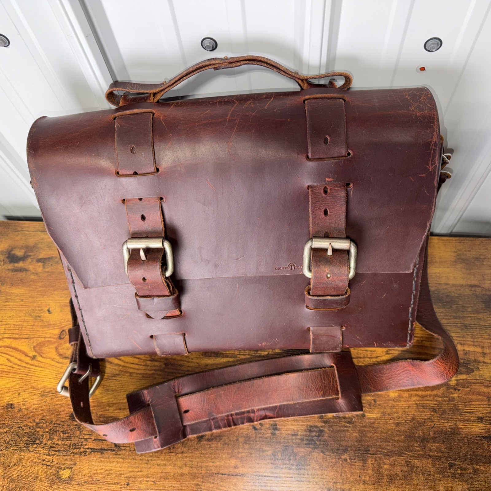 ColsenKeane Leather Satchel Bag In Crazy Horse