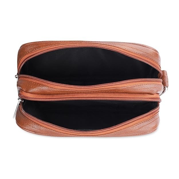 NFI essentials Mens Pouch Multipurpose Leather Toiletry Bag Money Carrying 2pcs