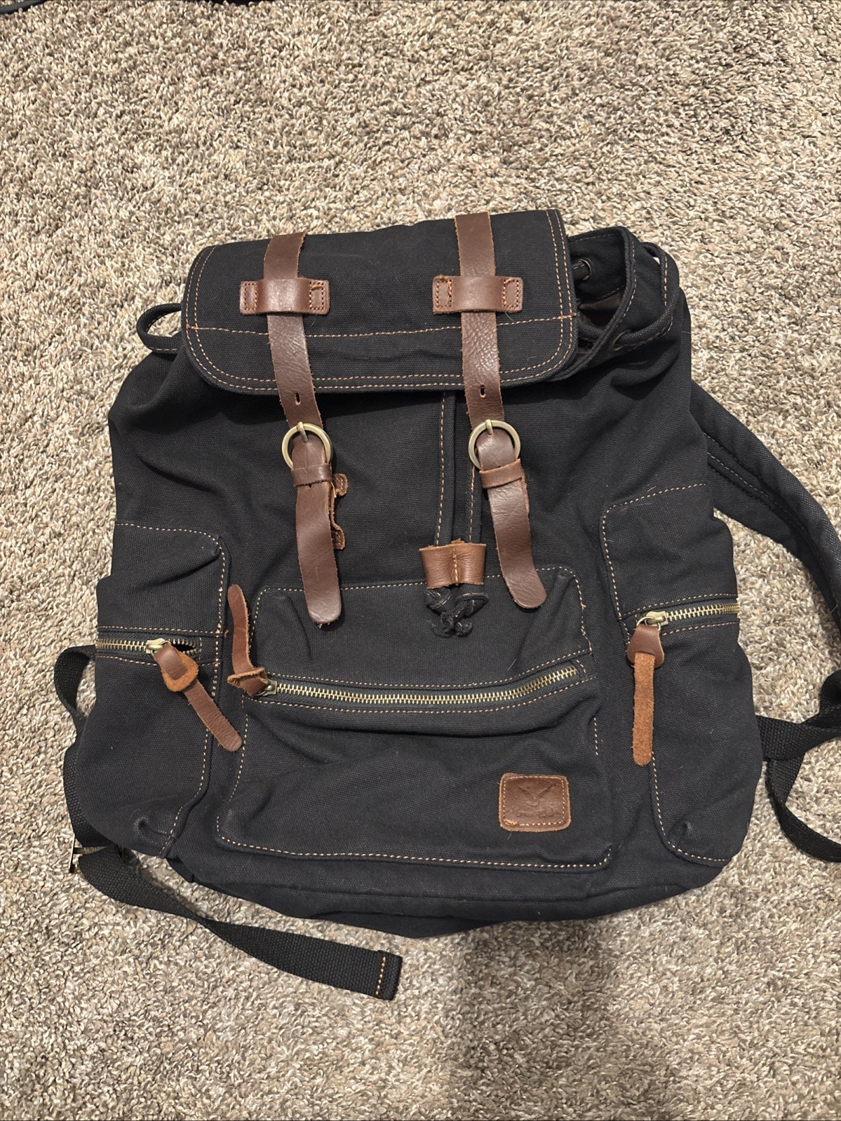 Hynes Eagle canvas and leather black backpack