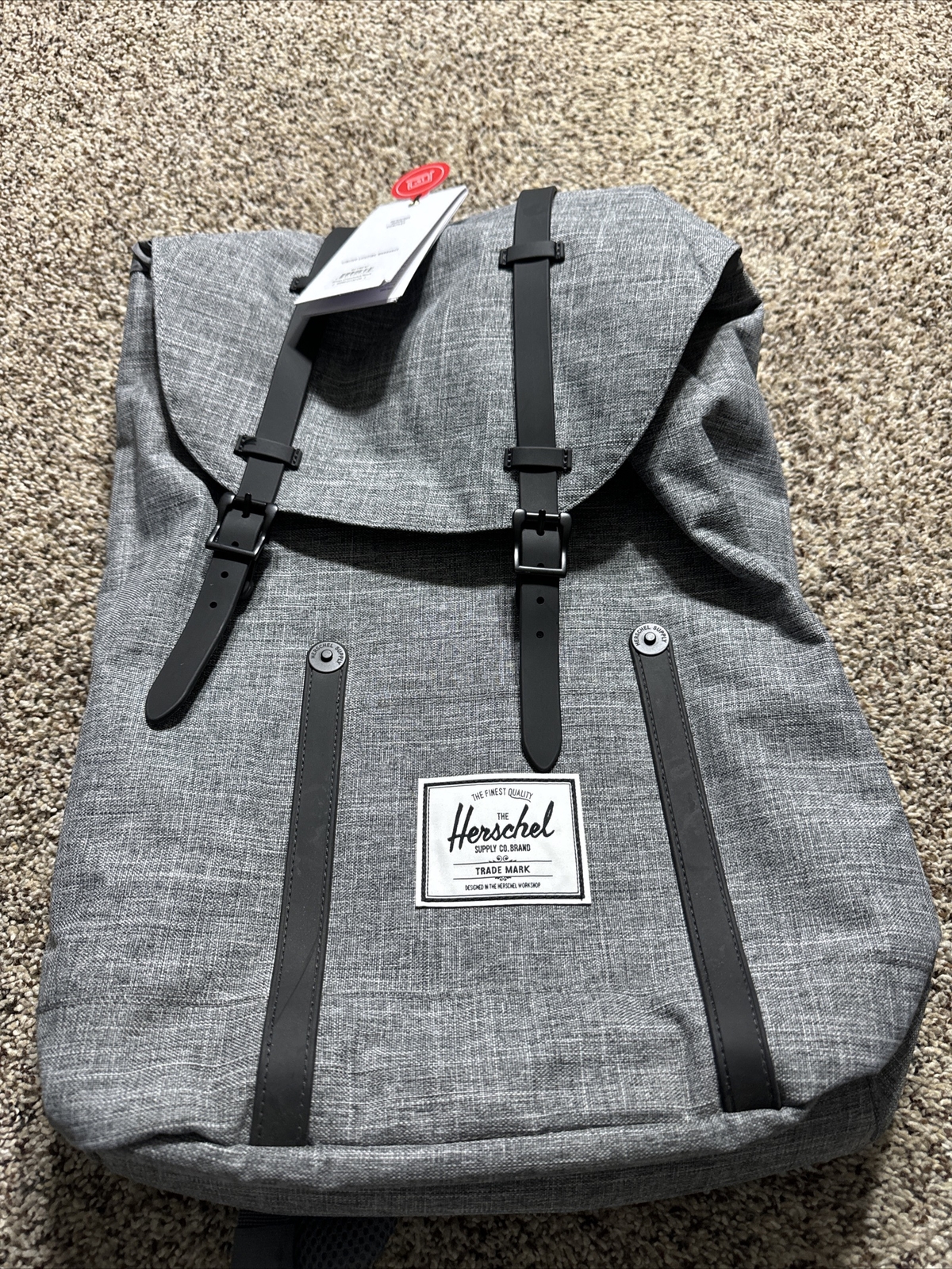 NEW Herschel Supply Co. – Retreat Backpack – Raven Crosshatch / Black Rubber