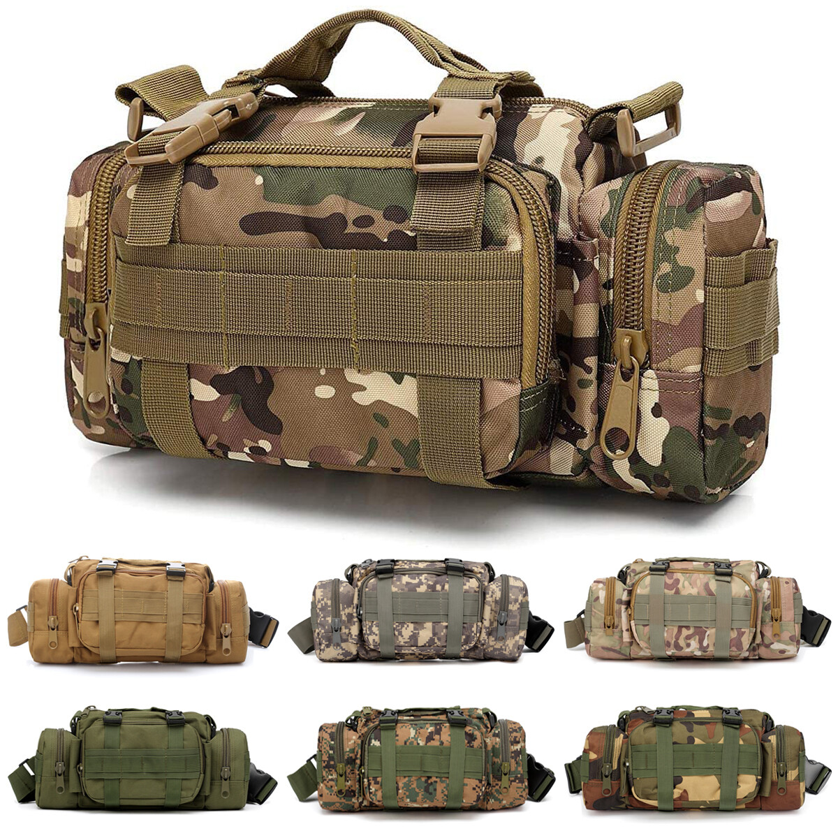 Military Duffel Waist Bag Tactical Molle Utility Pouch Crossbody with Hand Carry