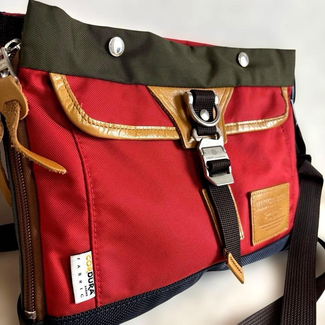 Master-piece Sacoche Shoulder Bag Red & Navy, Minimal Wear, 21cm x 28cm