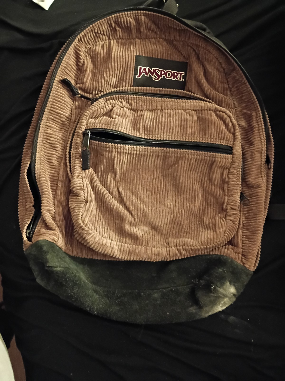 JanSport Brown/Black Backpack, Zip Closure, Front Zip Pockets, Adjustable