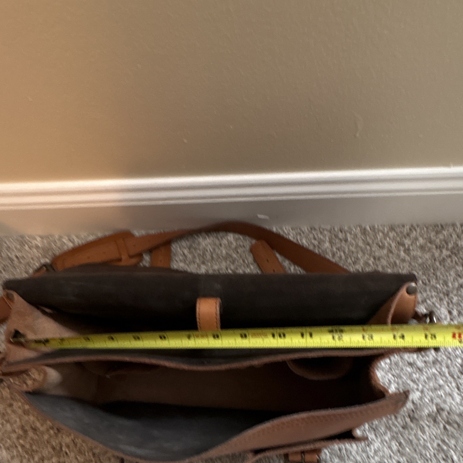 Buffalo Jackson Trading Denver Leather Briefcase Brown Bag w/Strap