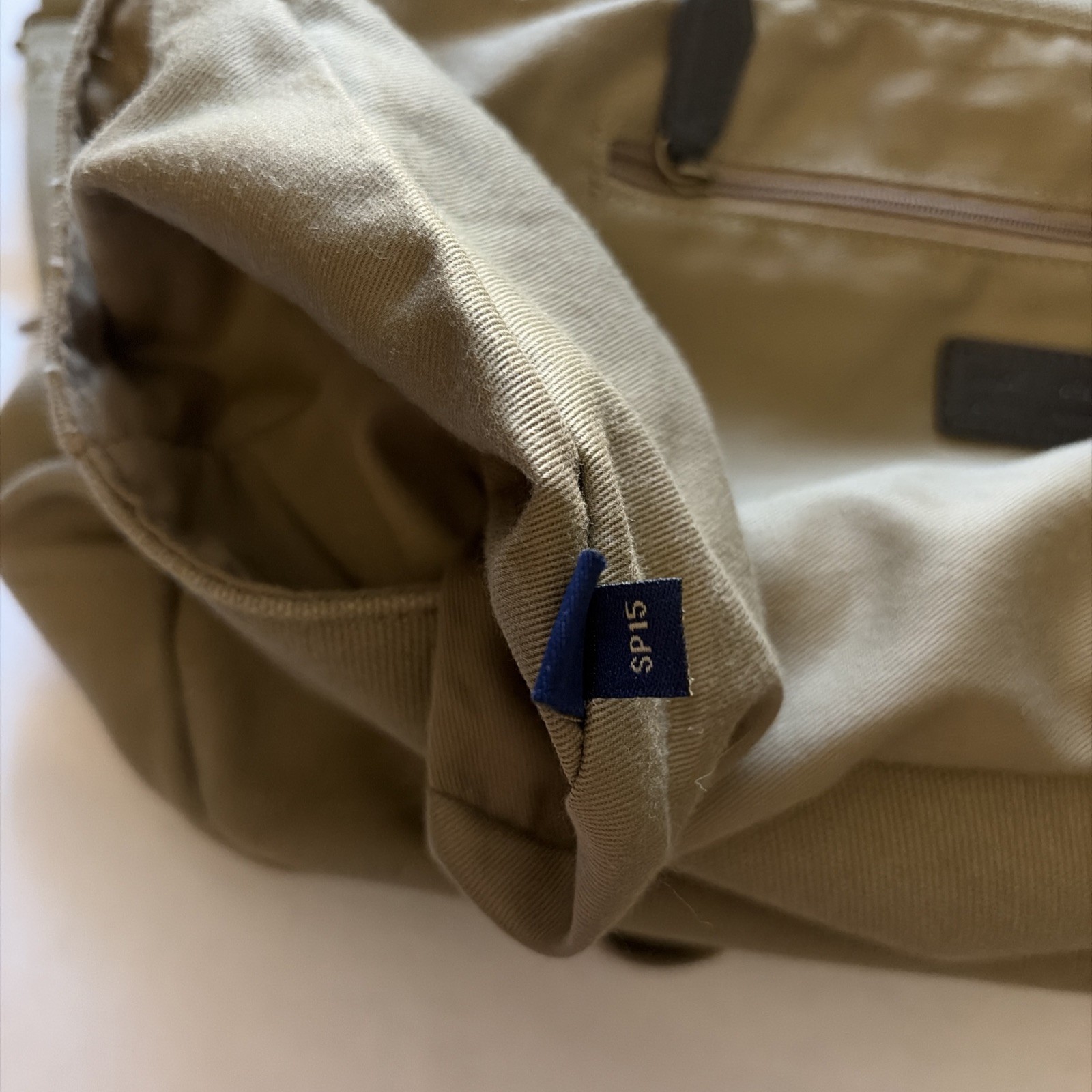 Brooks Brothers Canvas Messenger /Shatchel Bag In Khaki Leather Trim Army Estate