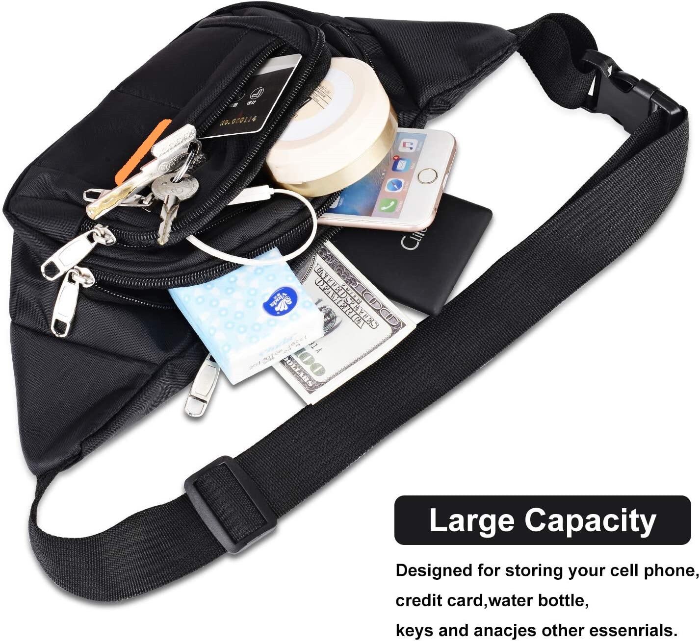 Waterproof Running Belt Fanny Pack Waist Pouch Outdoor Camping Hiking Zip Bag
