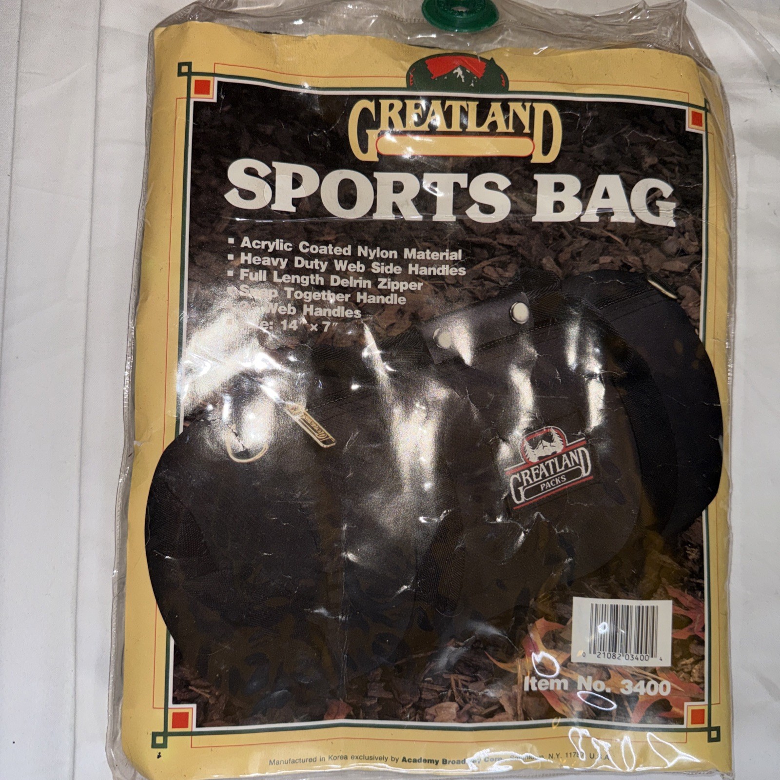 Greatland Duffle Bag Sports Gym Camping Vintage New Old Stock 14” by 7” NOS