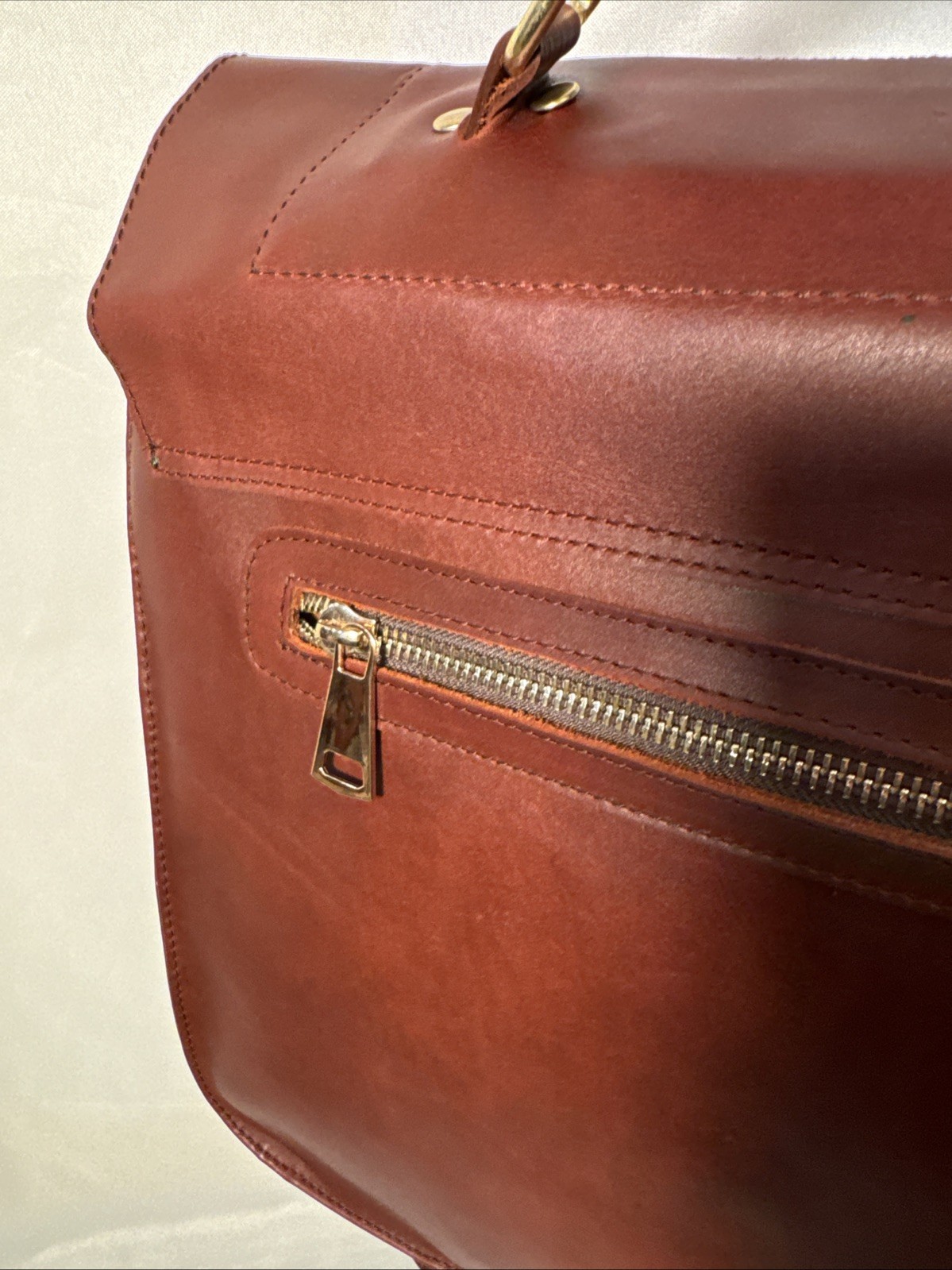 Elite Lifestyles Leather Briefcase Cognac Brown
