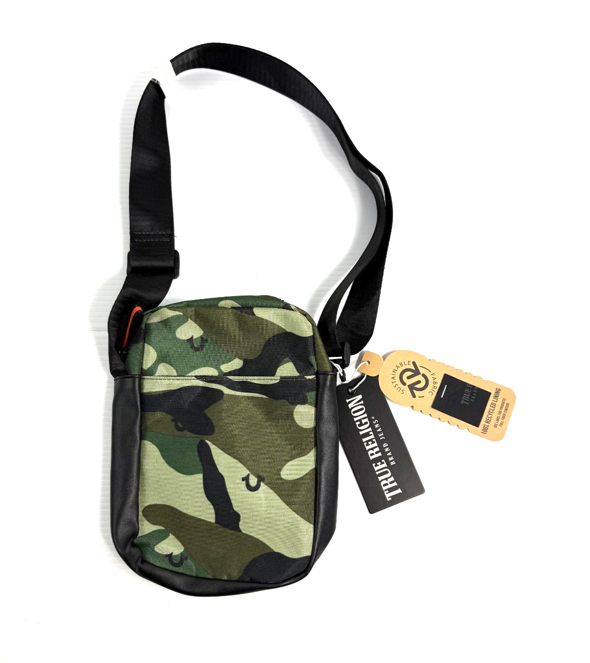 True Religion Nylon Sling Bag Adjustable Strap Camouflage