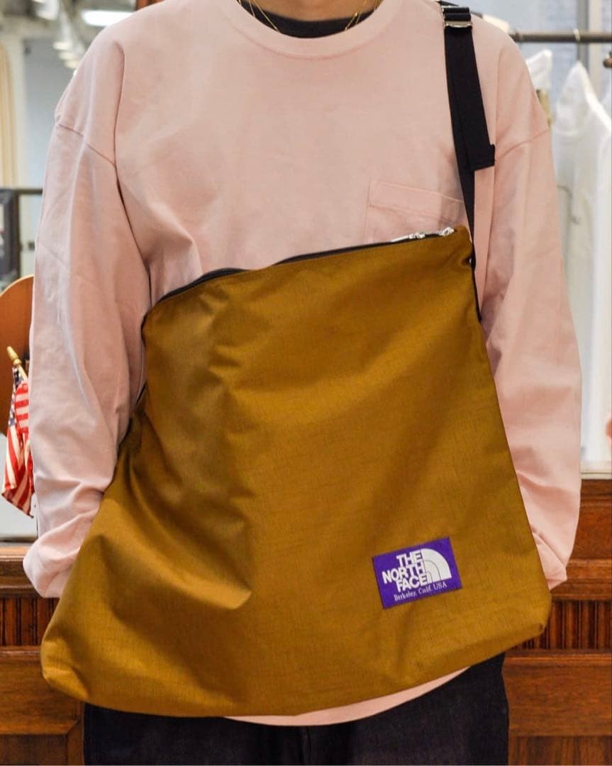 The North Face Purple Label Nylon Shoulder Bag Yellow 53x42cm Used JAPAN