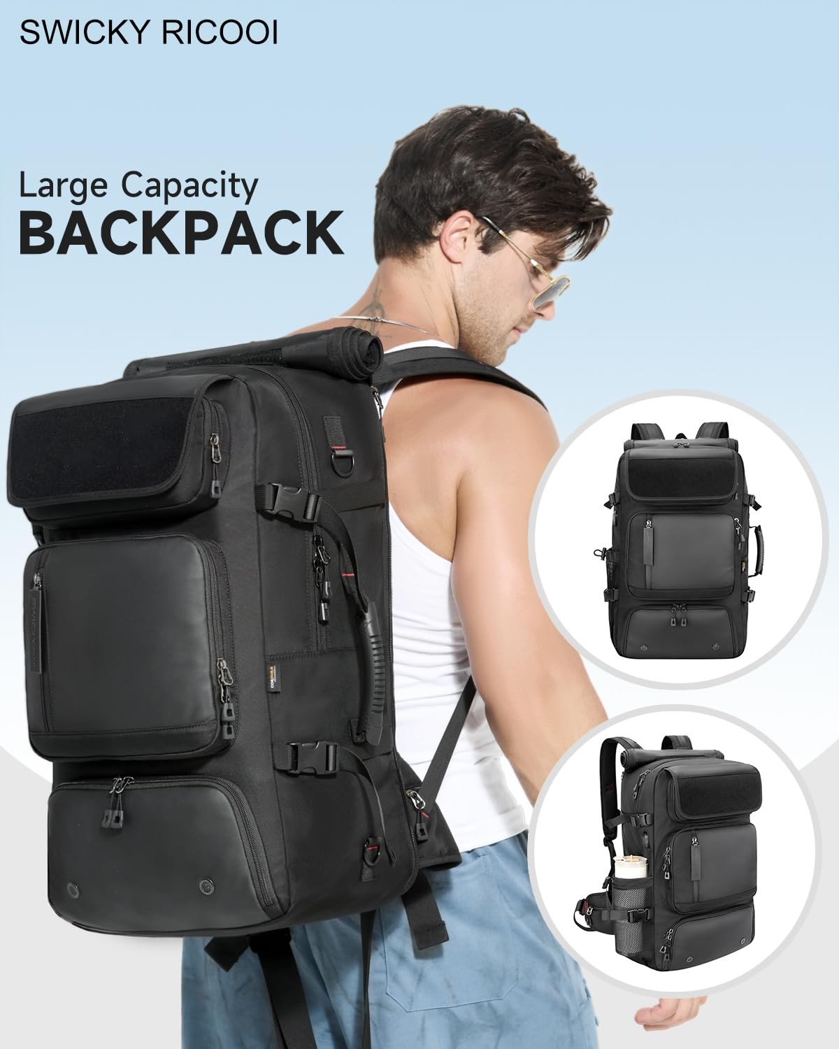 60L Convertible Carry On Backpack&Duffle Bag&Weekender Bag with 17″ Padded La…
