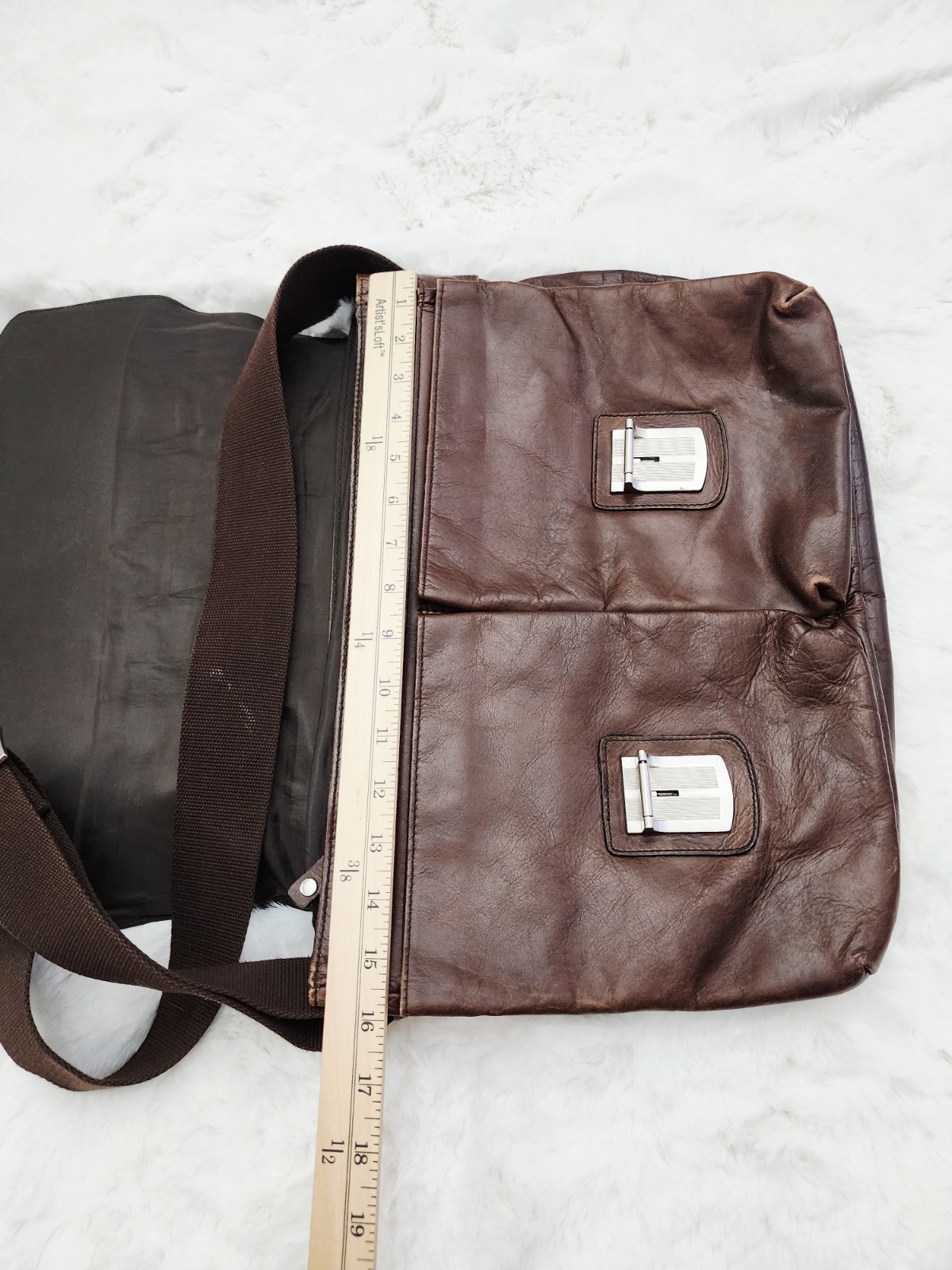 Kenneth Cole Reaction Dark Brown Genuine Leather Messenger Briefcase Crossbody