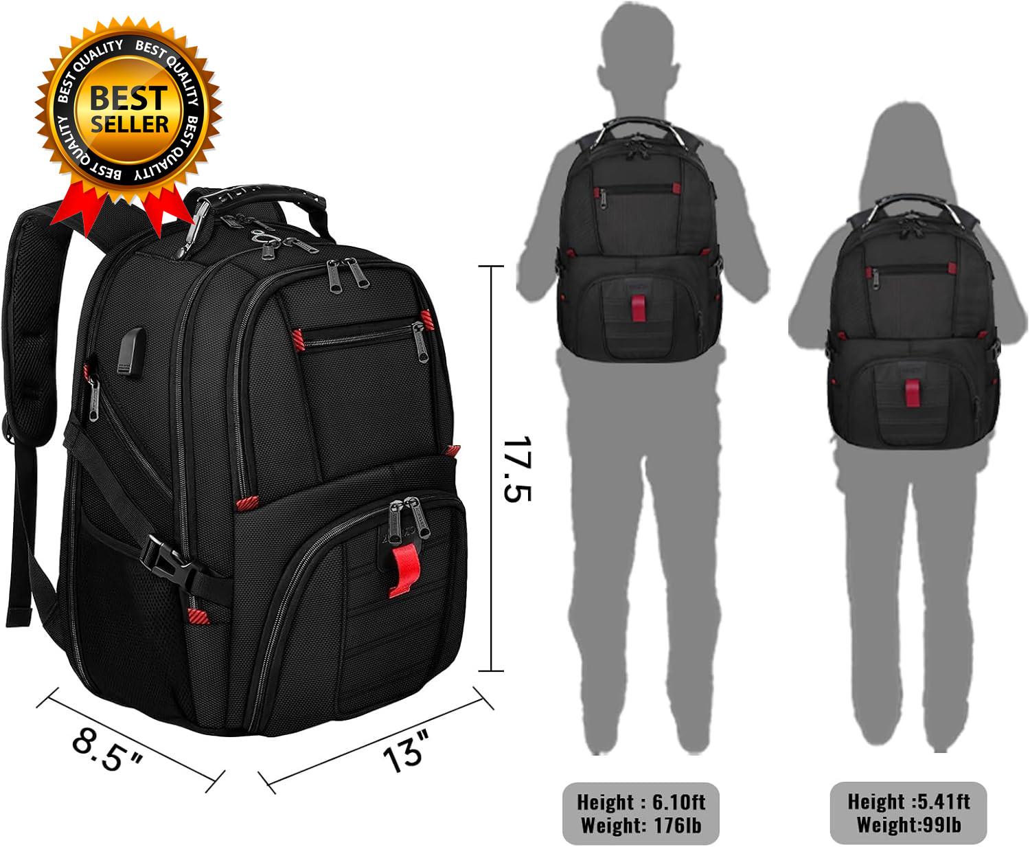Travel Backpack Extra Large 50L Laptop Backpacks for Men Women Water Resistant