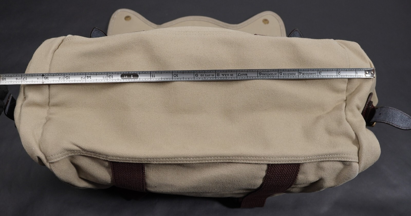 Winchester briefcase carryall gearbag leather canvas brass 17.5×11.5×8.5″