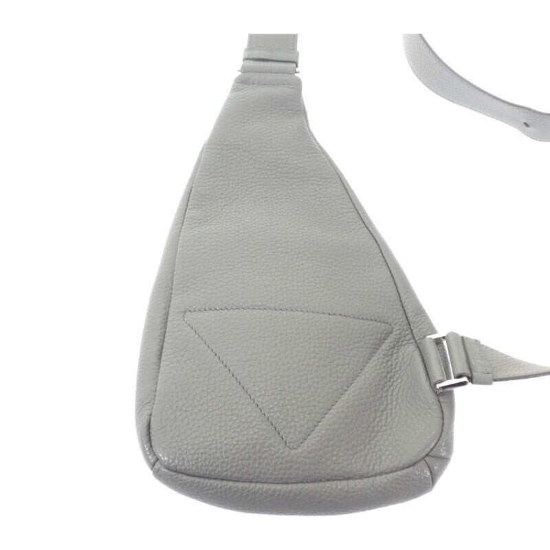 PRADA Vitello Dino Body Bag Leather Grey Silver Hardware Men’s ISY