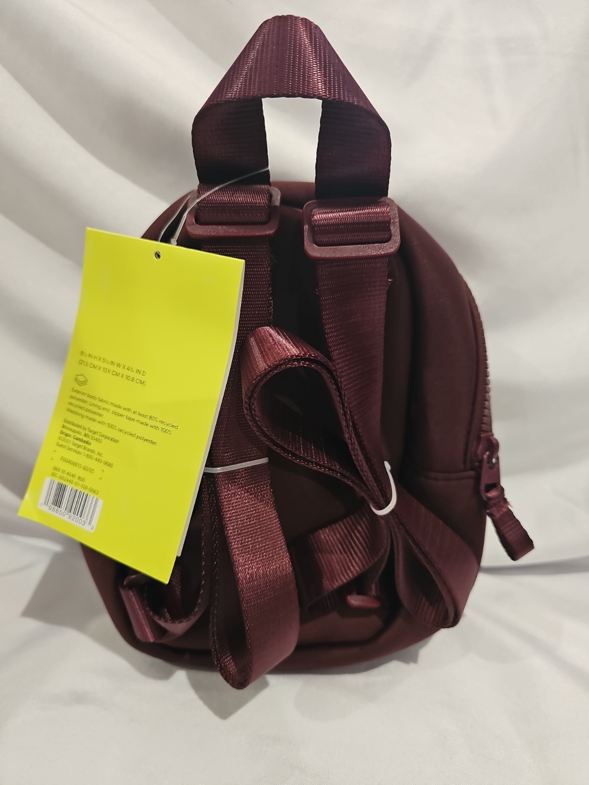 NWT All In Motion 14L Faux Neoprene Backpack Burgundy Maroon Mini School Bag ⬜️