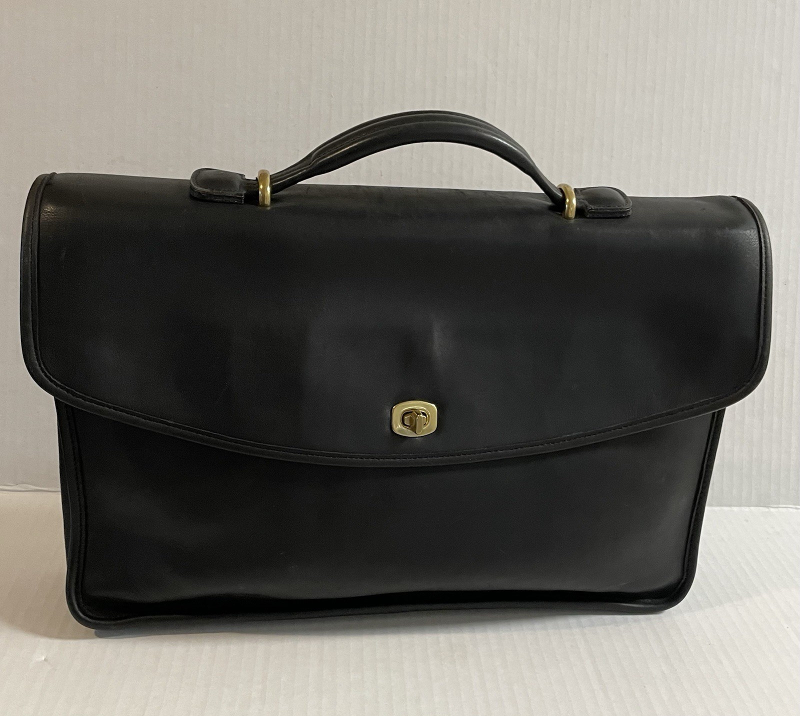 Vintage Coach Lexington Black Leather Briefcase Laptop Bag #5265
