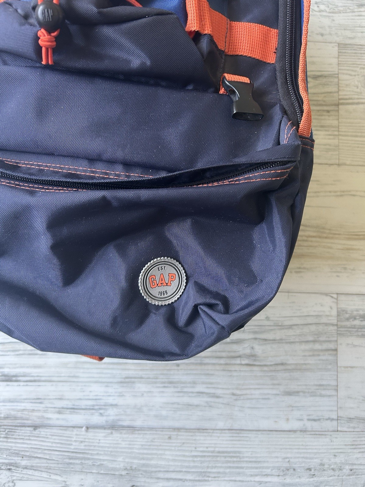 Vintage GAP Technical Backpack Blue Orange Bungee Cord Gorpcore Hiking Bookbag