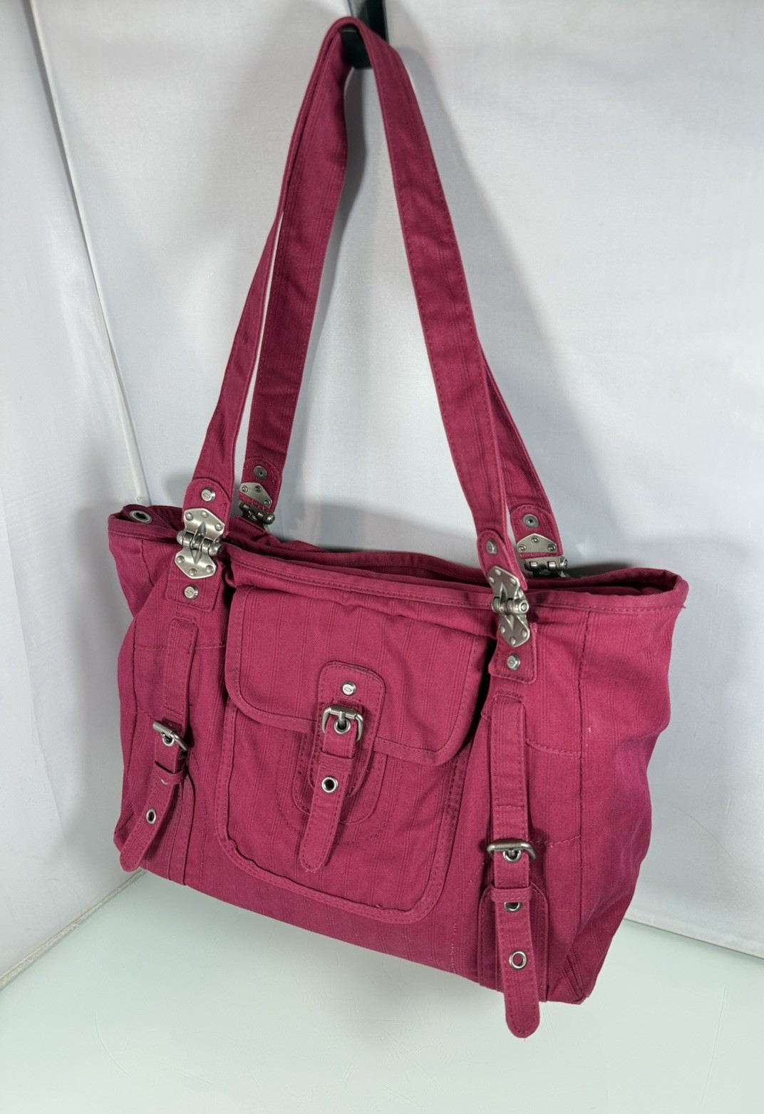Vintage Oakley Tactical Canvas Ruby Red Maroon Purse Gym Tote Handbag Travel Bag
