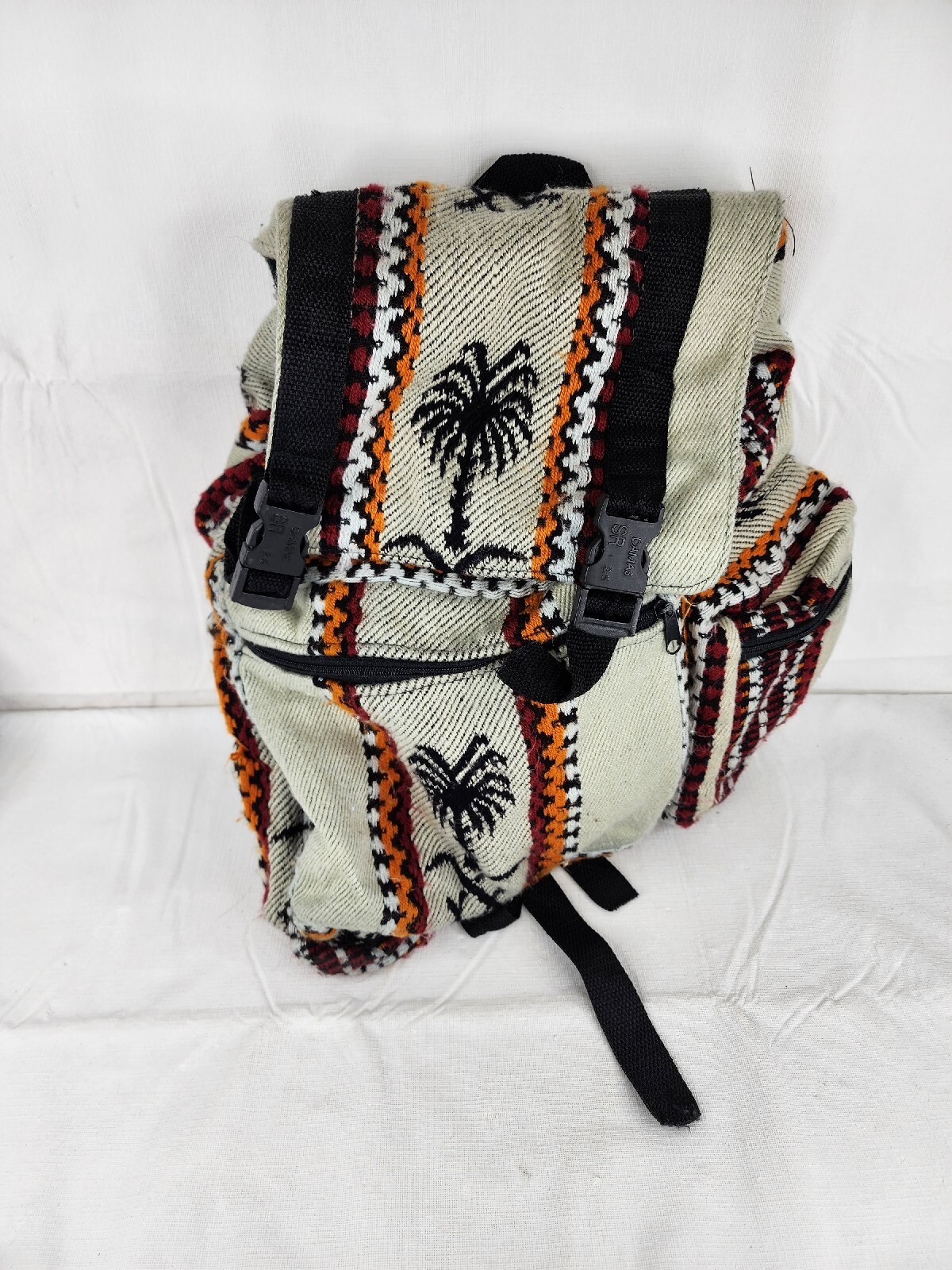 Backpack Boho Deseret Designs White Colorful Draw String