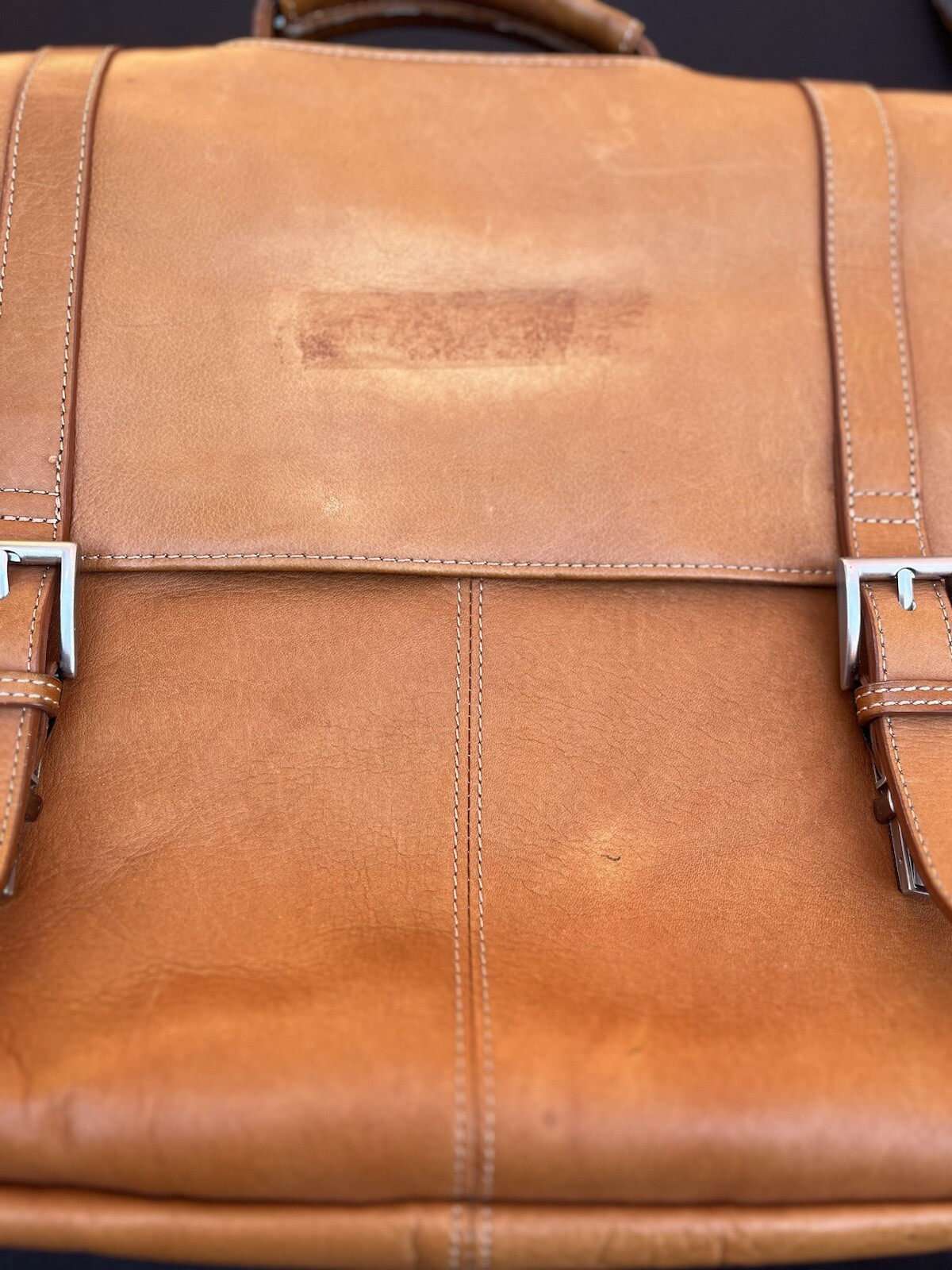 Laptop Bag WILSON’S LEATHER Brown Supple Buttery Briefcase Adj. Strap 16″x 15.5″