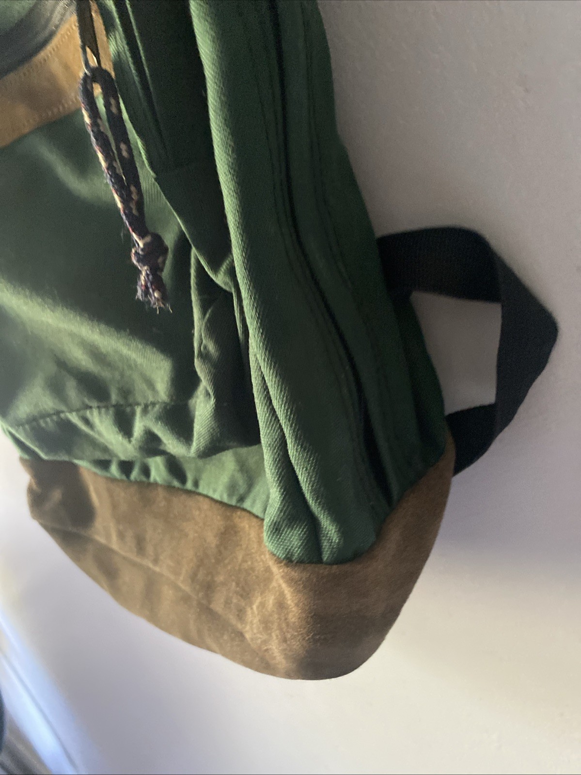 Vintage Jansport suede leather bottom backpack green classic school USA 90s