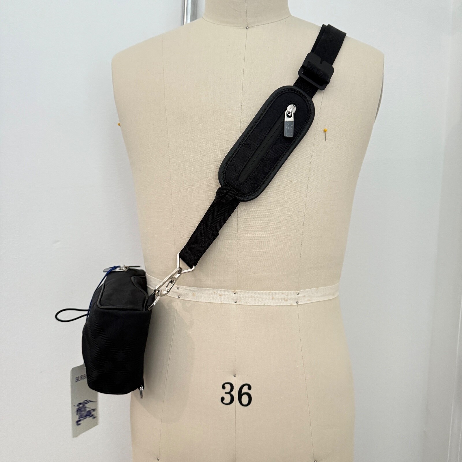 Burberry Check Black Nylon Jacquard Phone Bag
