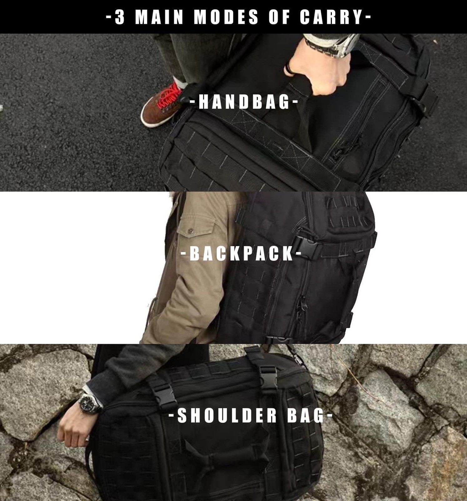 3-in-1 Gym Bag Duffle Bags Backpack – Travel Bag with Shoes Compartment