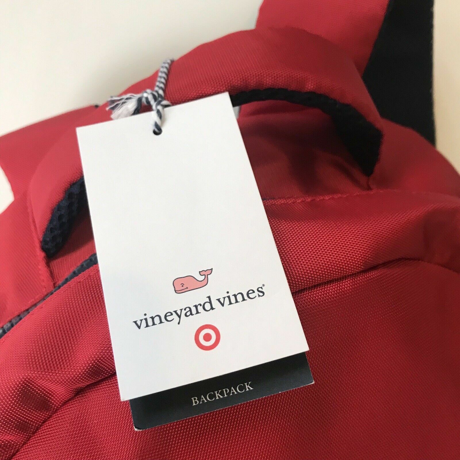 Vineyard Vines Target Large Backpack Red Navy Blue Lap Top Sleeve School NWT