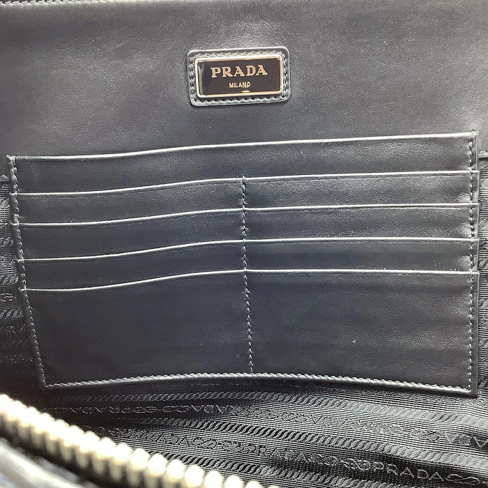 PRADA 2Vn003 Clutch Bag Document Case Saffiano Travel Mini Black