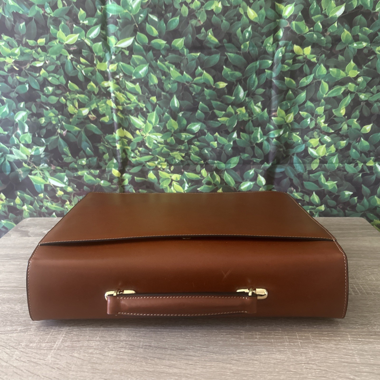GOLDPFEIL Brown Leather Briefcase Portfolio Germany Gold Pfeil
