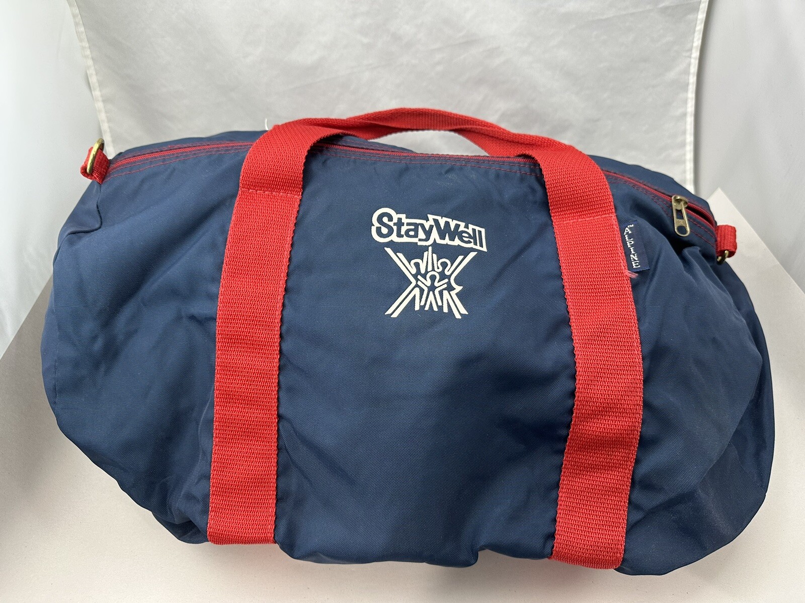 Vintage Alpine USA American Gear Blue/Red Duffle Bag- Stay Well Logo -Nylon