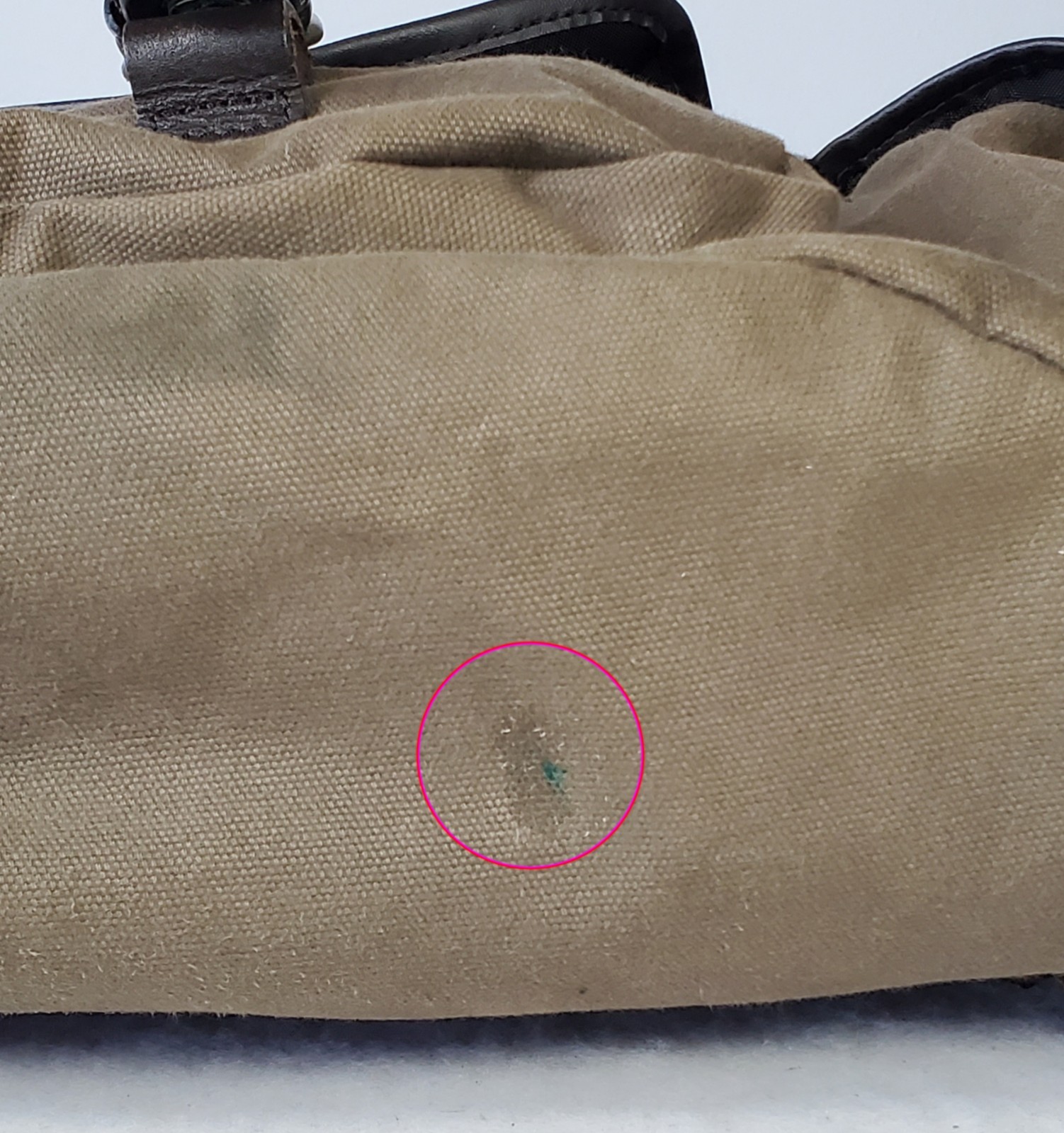 GAP Canvas Military Backpack Leather Straps Snap Pockets Drawstring/ Zipper READ