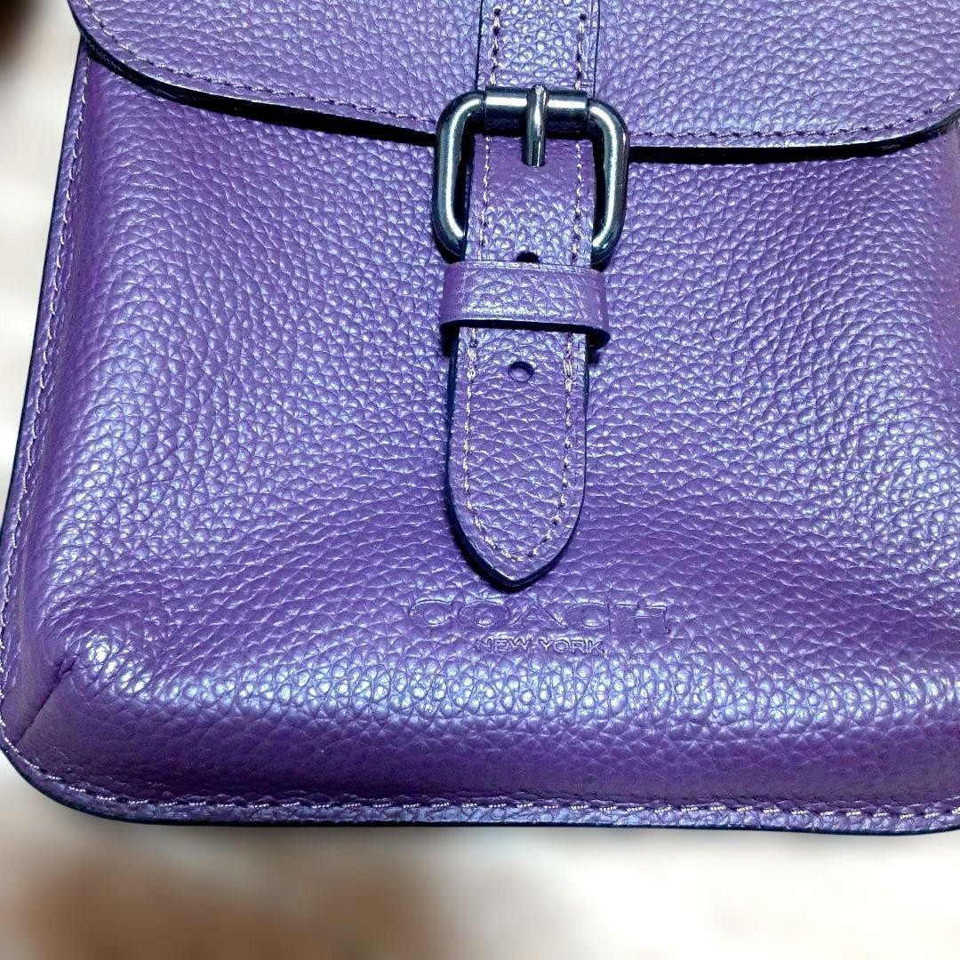 Coach Purple Leather Sacoche with Flap Buckle Used