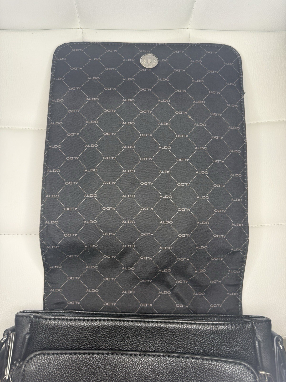 ALDO Black Messenger Bag Men Adjustable Crossbody Strap Inner Outer Pockets