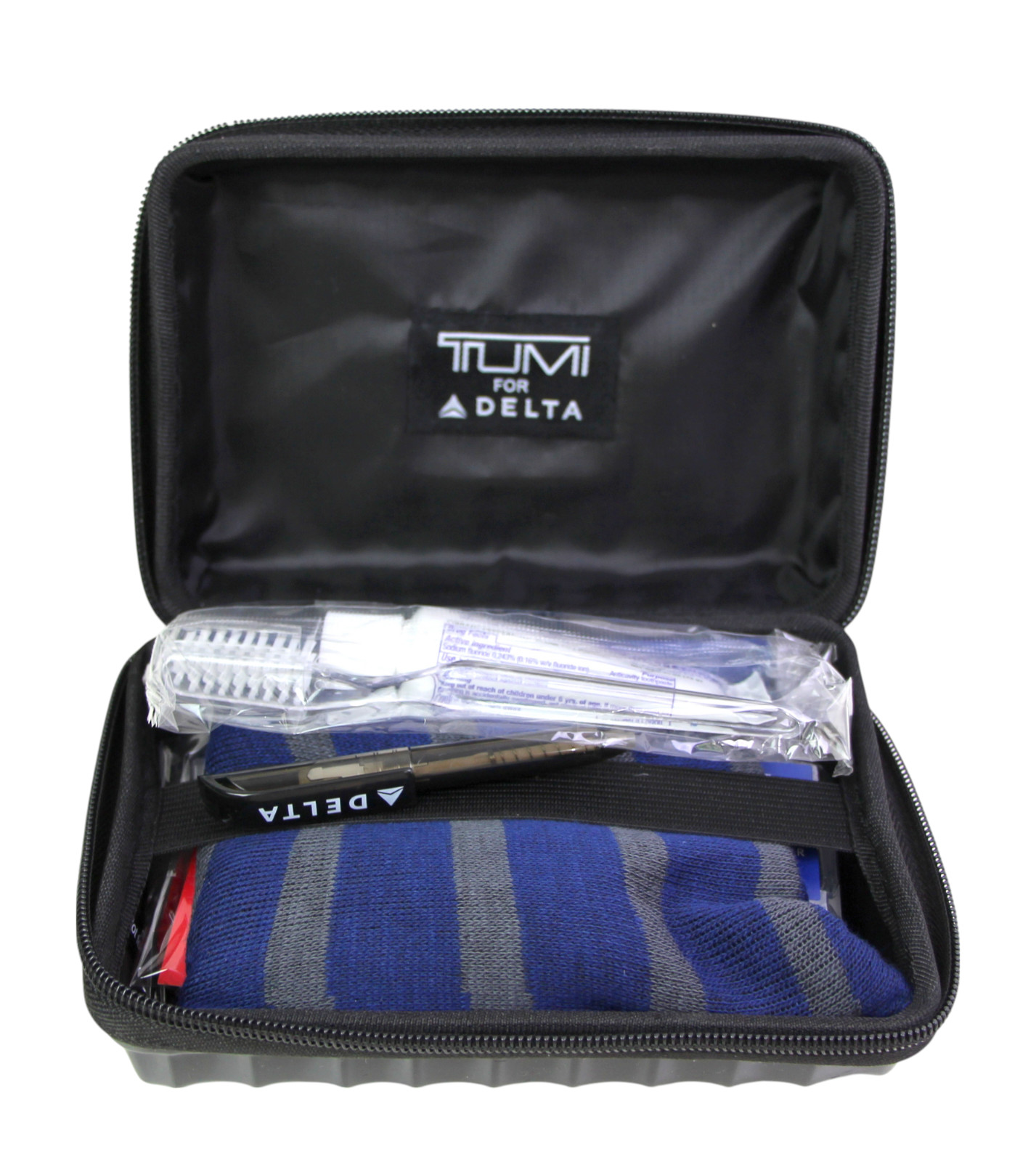 Tumi for DELTA BLACK PLASTIC HARD SHELL TOILETRY TRAVEL CASE with ACCESSORIES