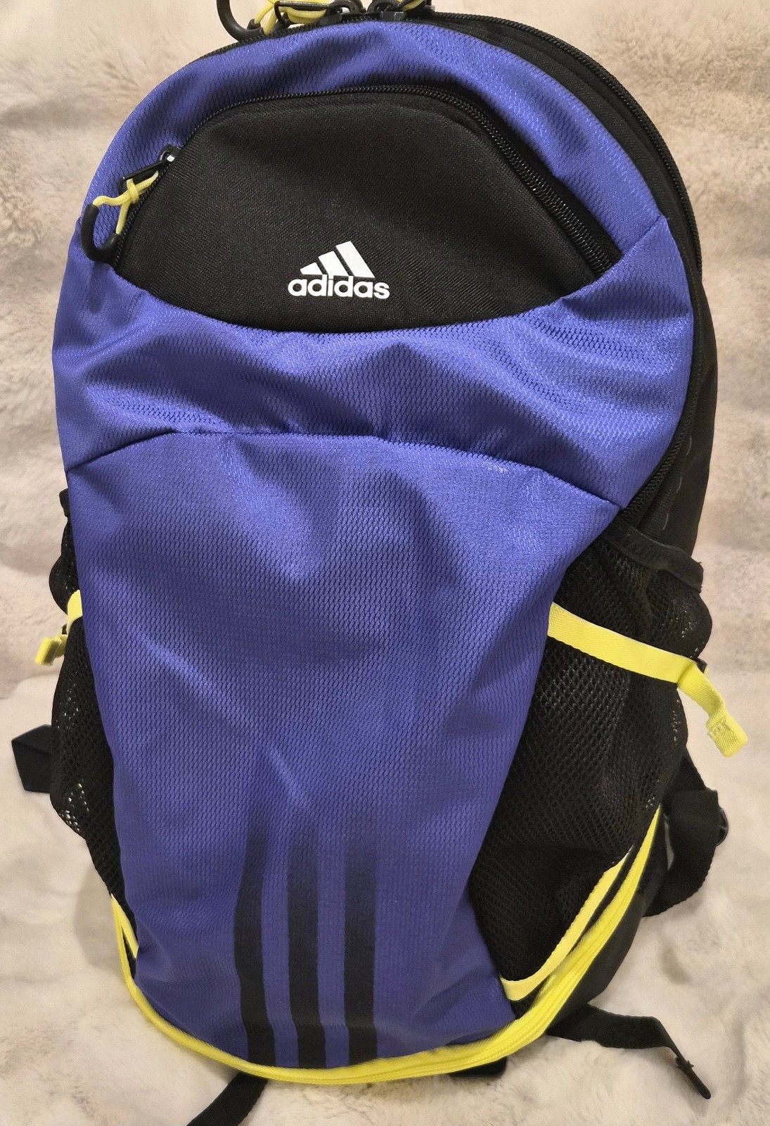 Adidas Backpack Blue Black Neon Yellow Laptop School Hiking Travel Daypack EUC