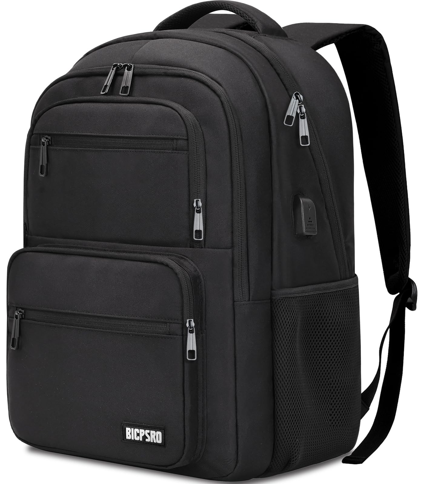 Stylish Black Laptop Backpack 15.6″ for School, College, Teens, USB Port, Water