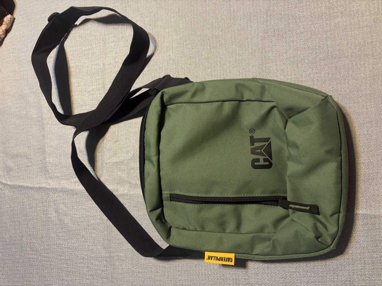 CAT Caterpillar Green/Black Unisex Crossbody Bag Adjustable Strap Tablet Case