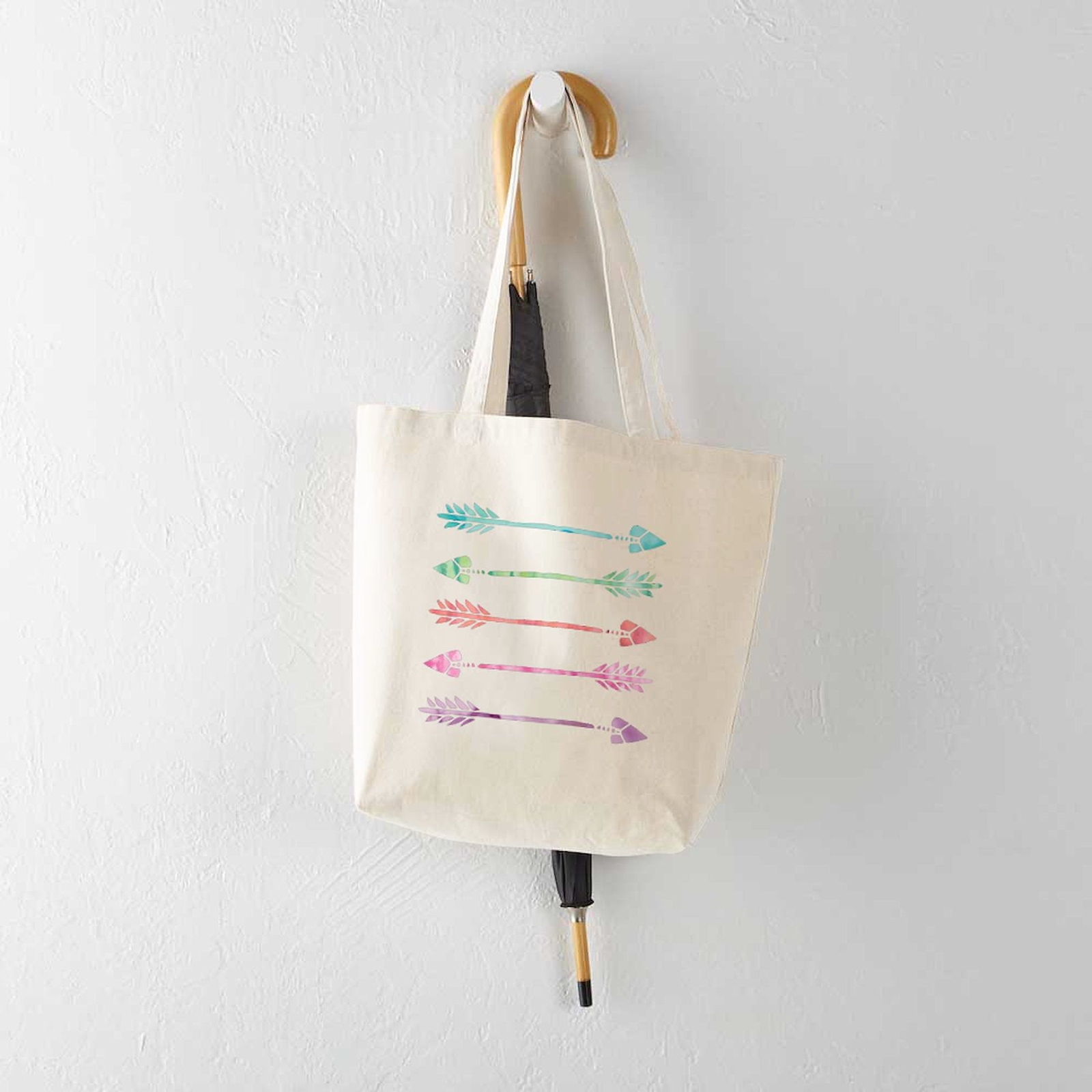CafePress Rainbow Watercolor Arrows Tote Bag (1664471602)