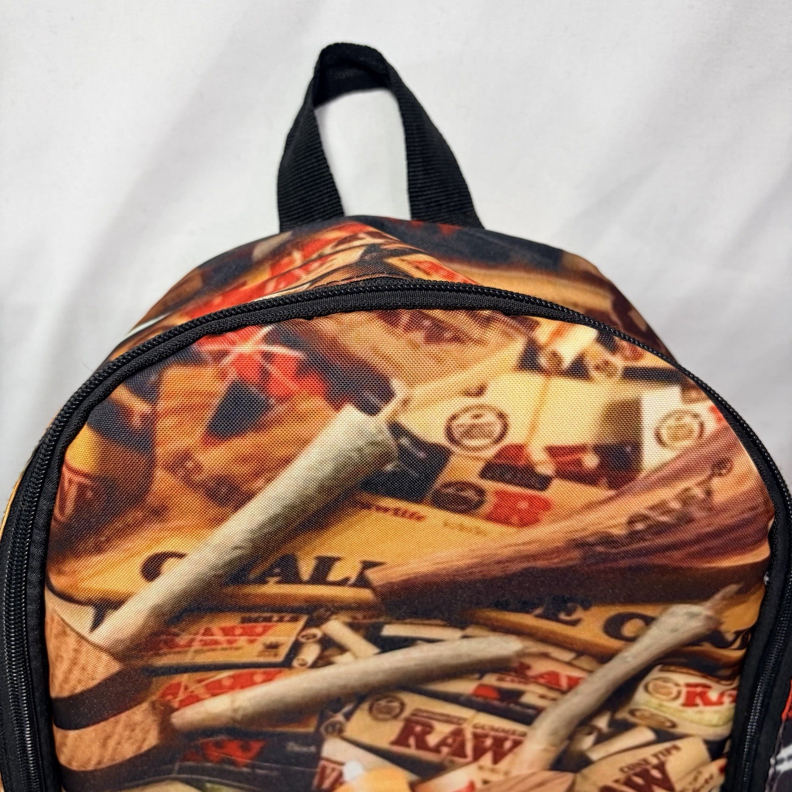RAW Smoking Paper/Cones Branded Collage Logo Image Zipper Backpack New