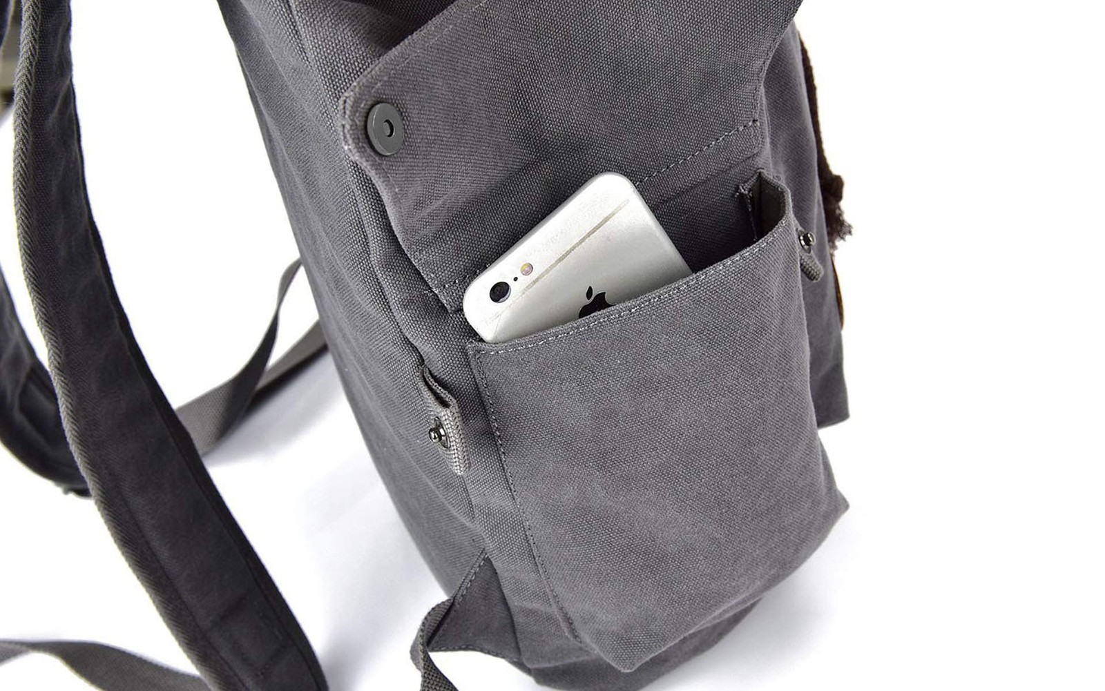Canvas Backpack Vintage Backpack Grey Daypack for Men Laptop Travel Rucksack