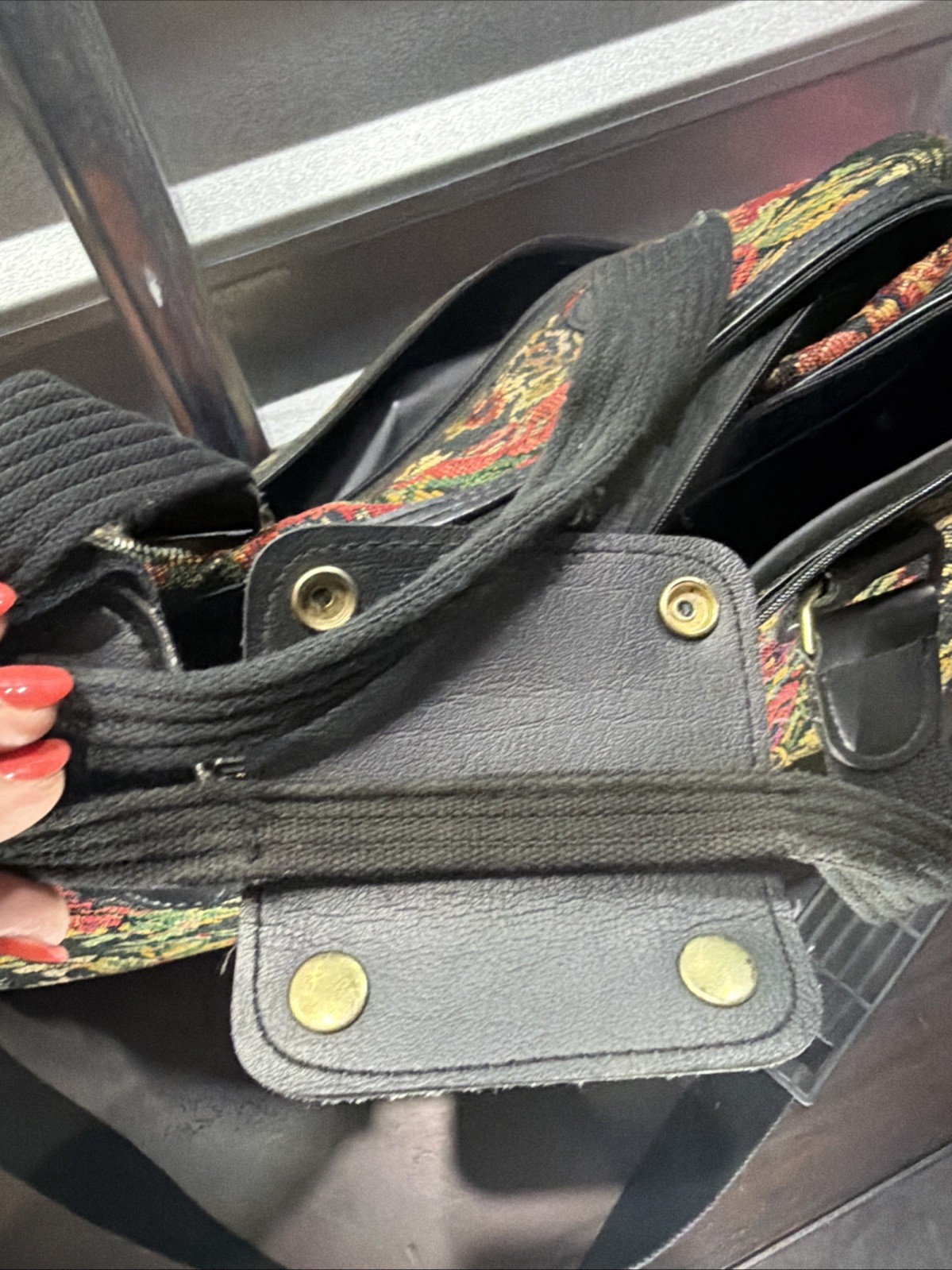 Vintage 80s Protocol Duffle Weekender Bag Floral Tapestry *