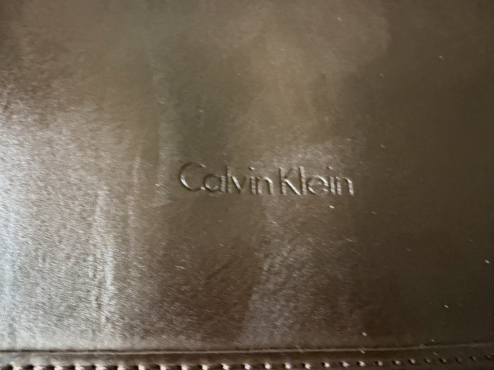 Calvin Klein Shoulder Bag Briefcase Messenger Bag Leather Brown Plain Men